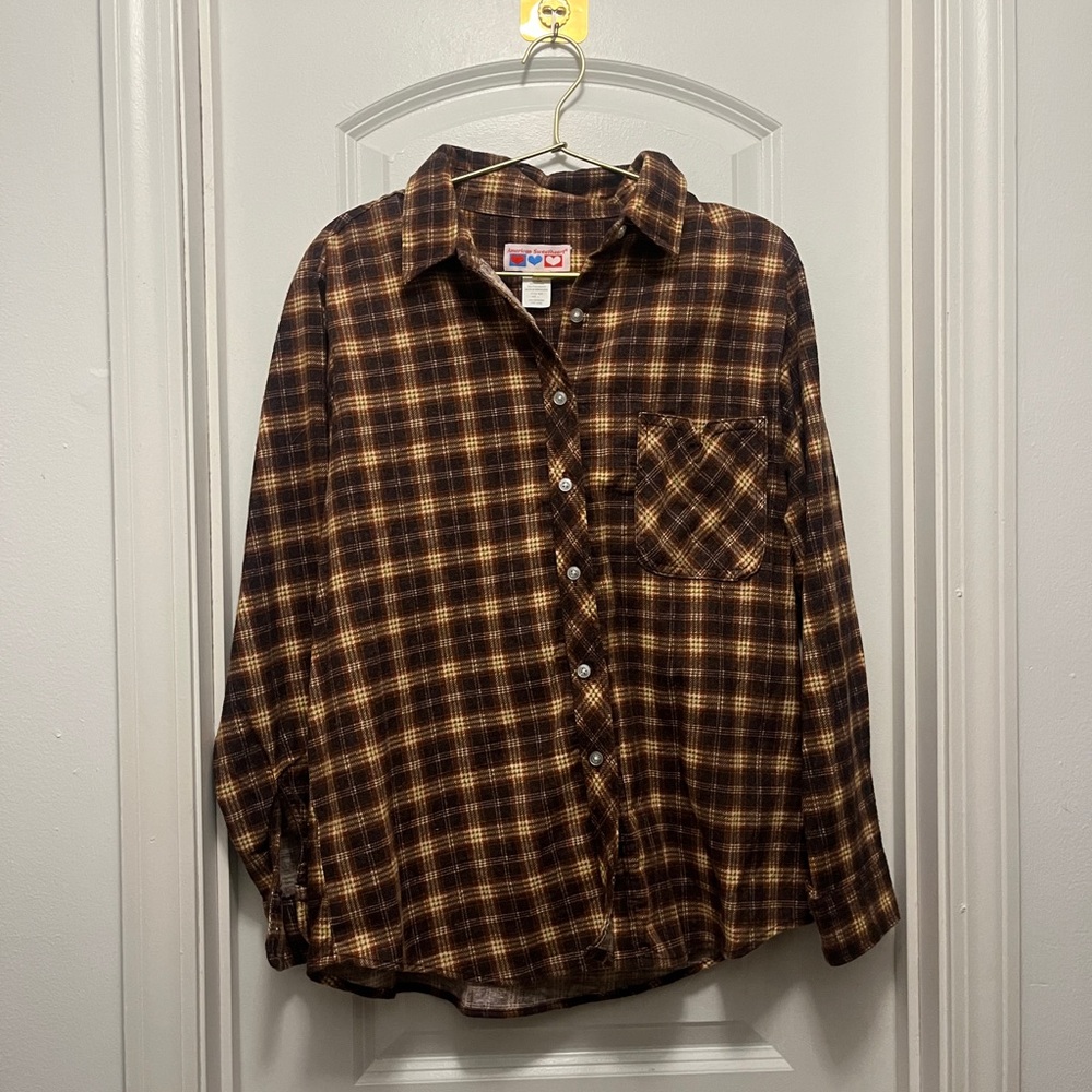Vintage Lightweight Brown Plaid Button-Up